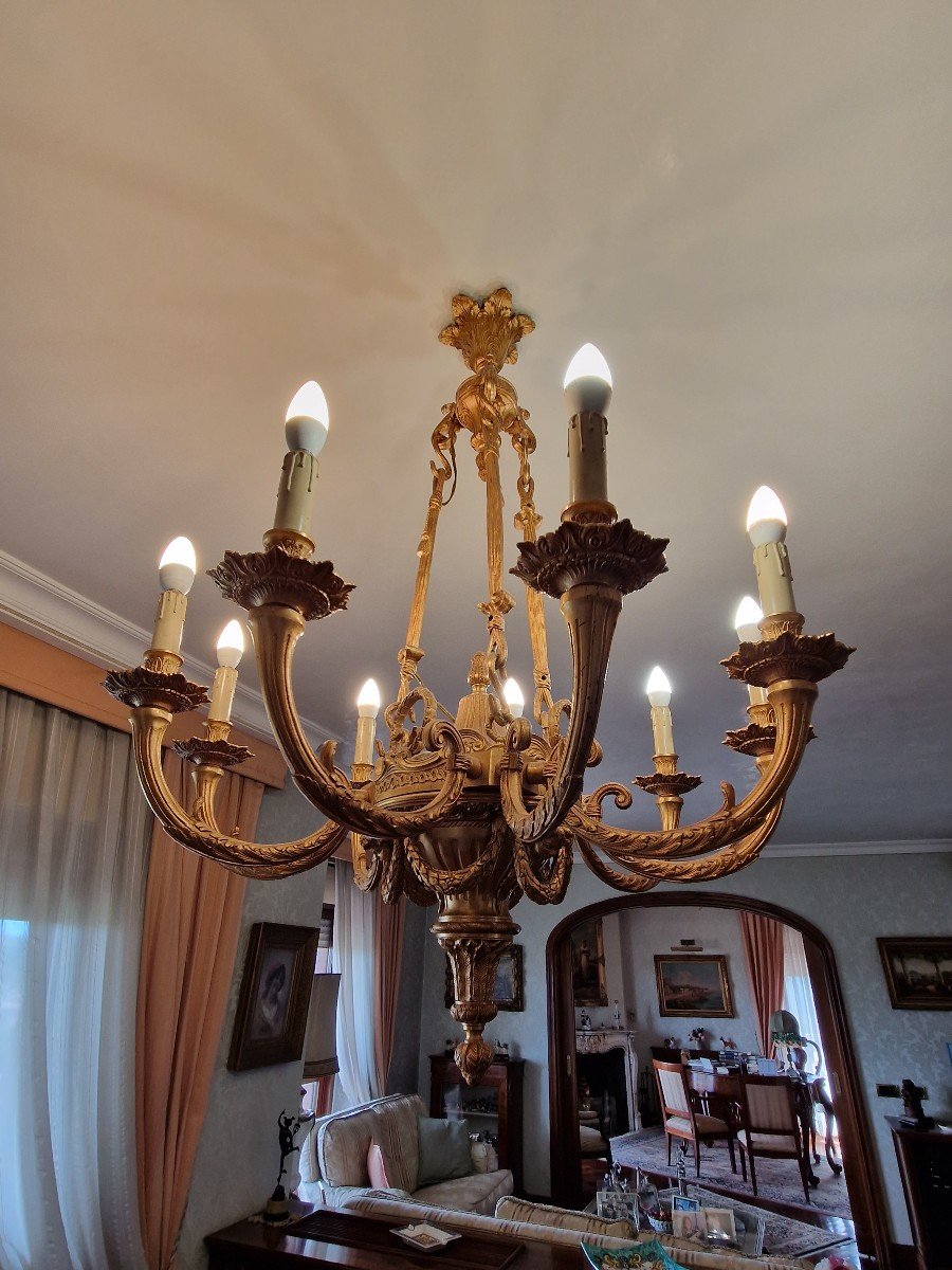 Splendid French Chandelier In Gilded Bronze From The Early Twentieth Century-photo-4
