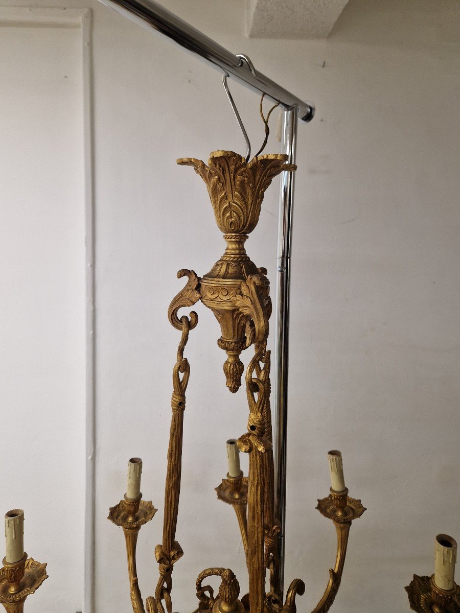 Splendid French Chandelier In Gilded Bronze From The Early Twentieth Century-photo-2