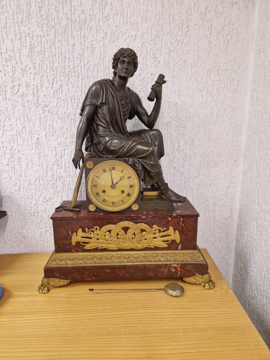 Empire Clock Early 19th Century Allegory Of Music