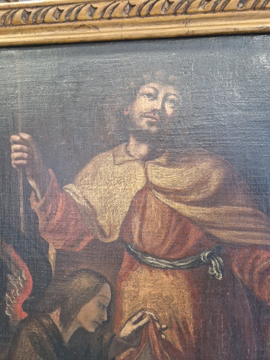 Huile Sur Toile Ecole Espagnole Du XVIIIème Siècle "san Rocco"-photo-2
