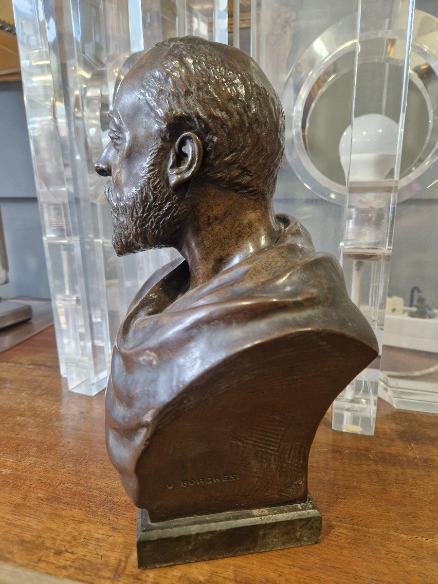  Head Of Edward VII In Beautiful Quality Bronze Signed V.borghese Second Half Of The Nineteenth-photo-3