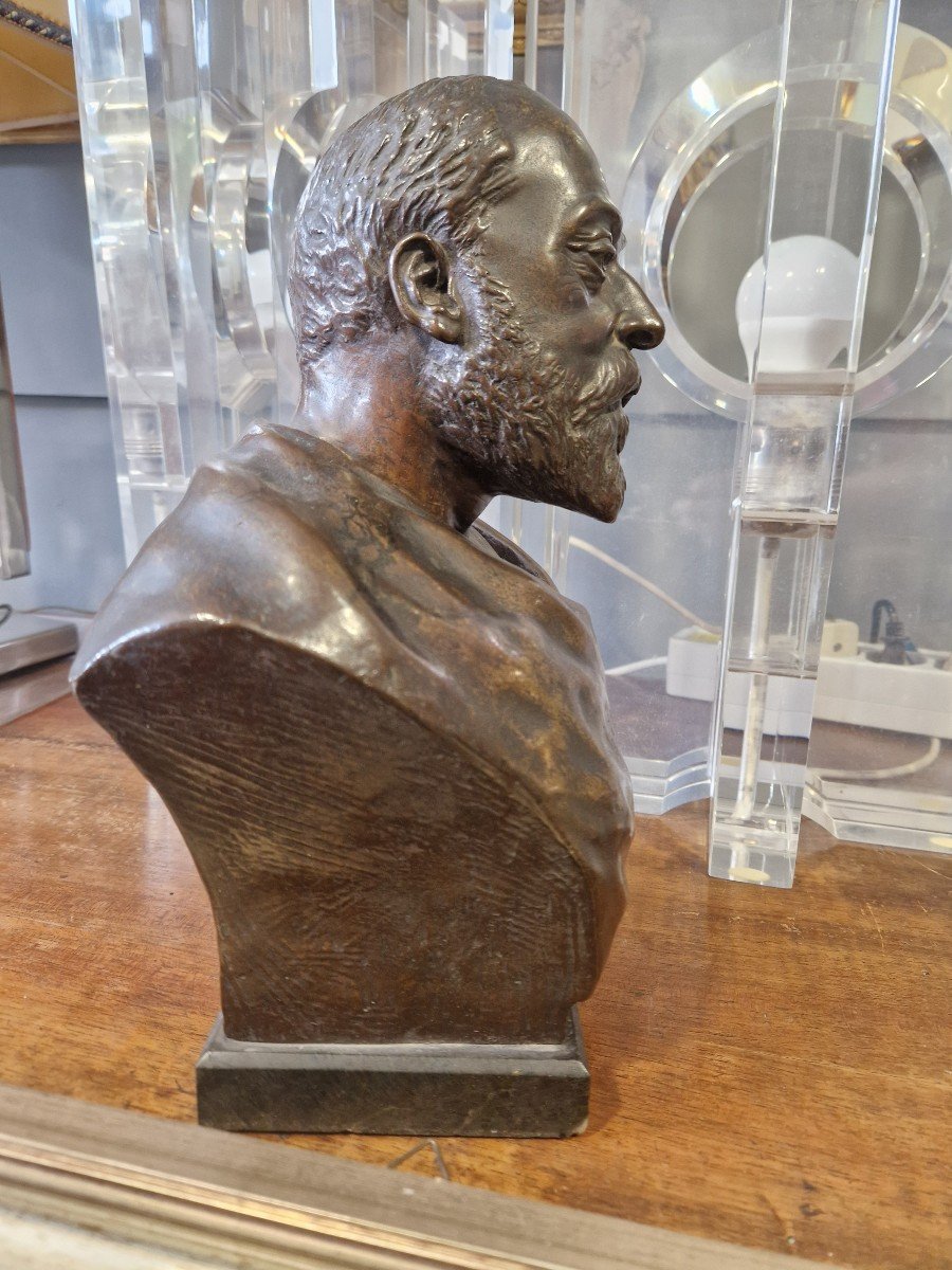  Head Of Edward VII In Beautiful Quality Bronze Signed V.borghese Second Half Of The Nineteenth-photo-2