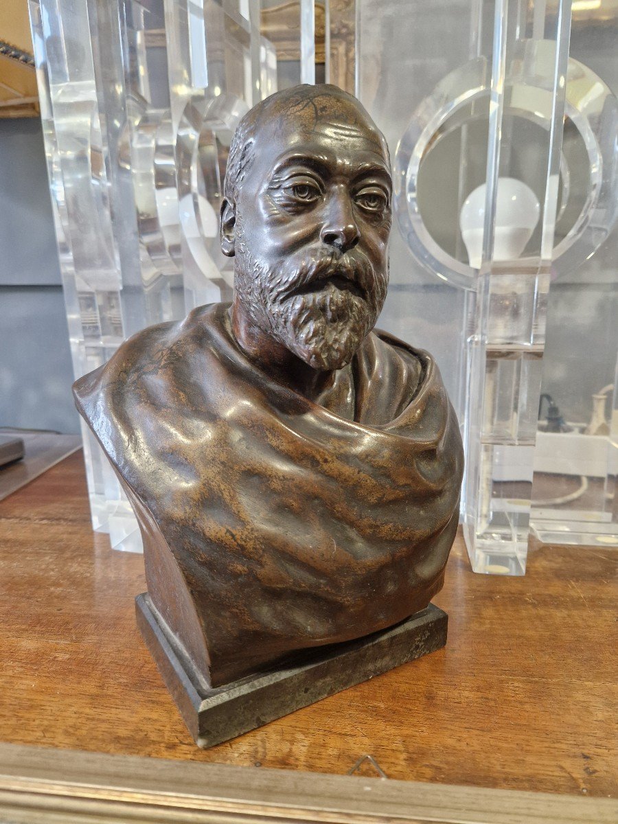  Head Of Edward VII In Beautiful Quality Bronze Signed V.borghese Second Half Of The Nineteenth