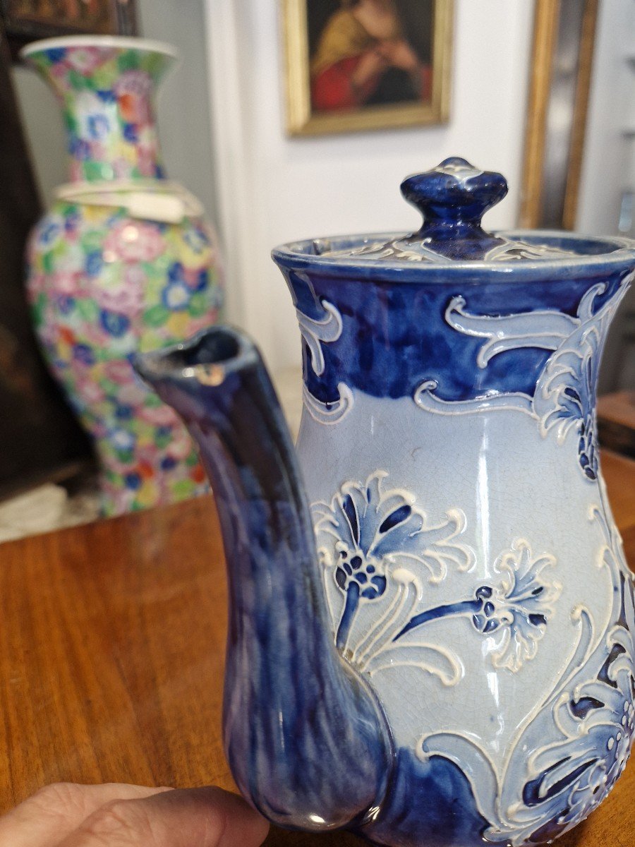 Superbe Théière Art Nouveau W. Moorcroft Florian Ware-photo-1