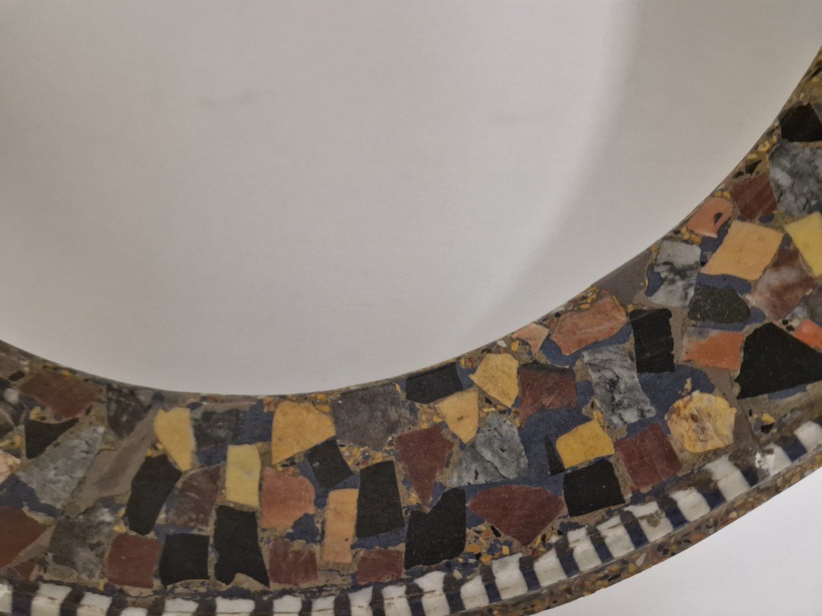 Oval Frame In Polychrome Marble (cosmatesque Style) 19th Century Italy-photo-4