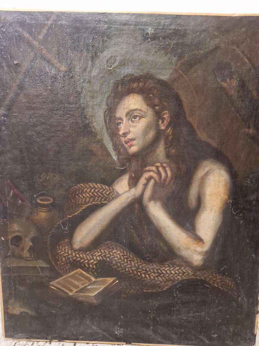 Oil Painting On Canvas Depicting "la Maddalena" Second Half Of The Seventeenth Century -photo-2