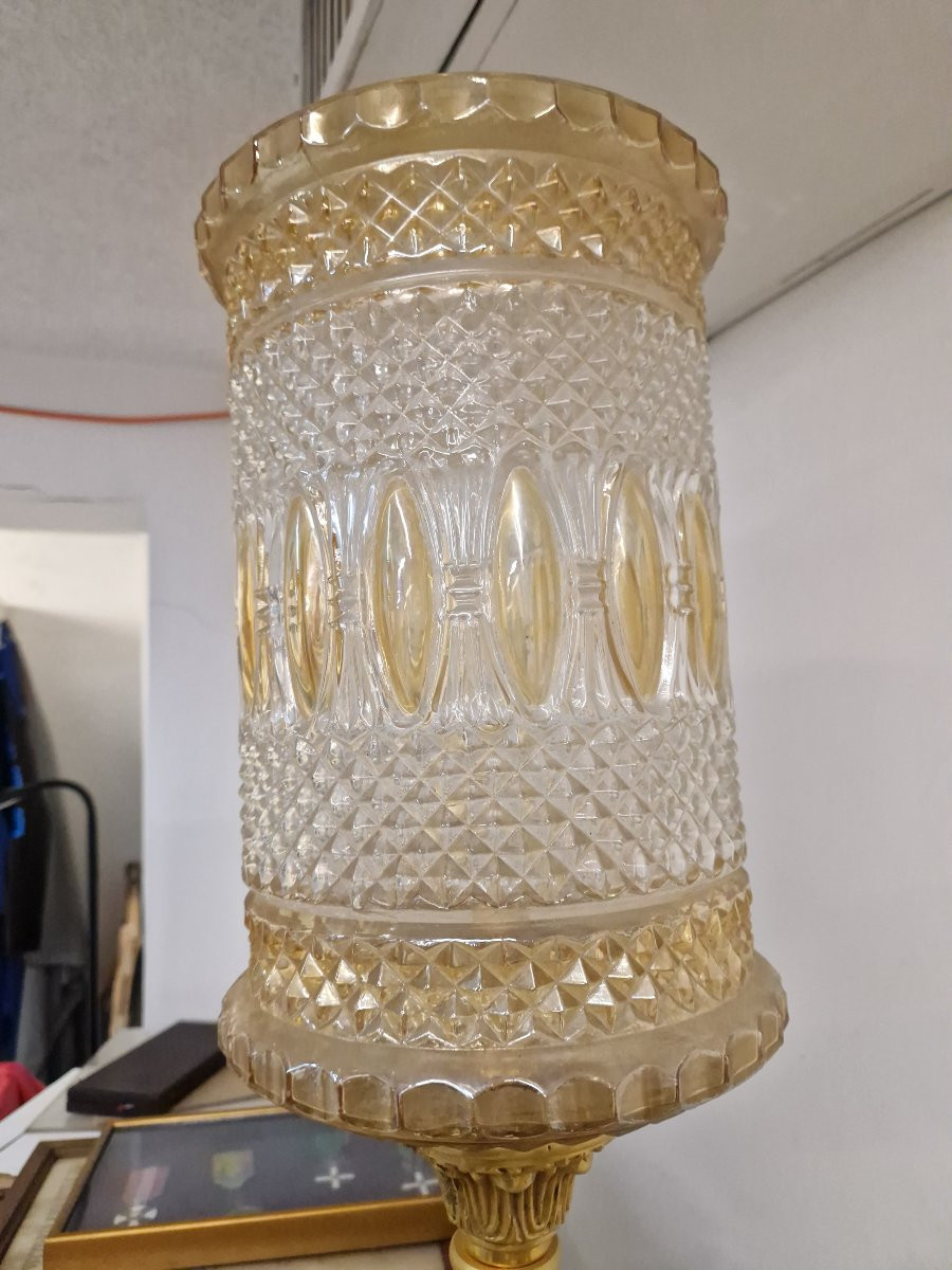 Table Lamp In Marble, Colored Crystal And Gilded Brass From The Early Twentieth Century-photo-1
