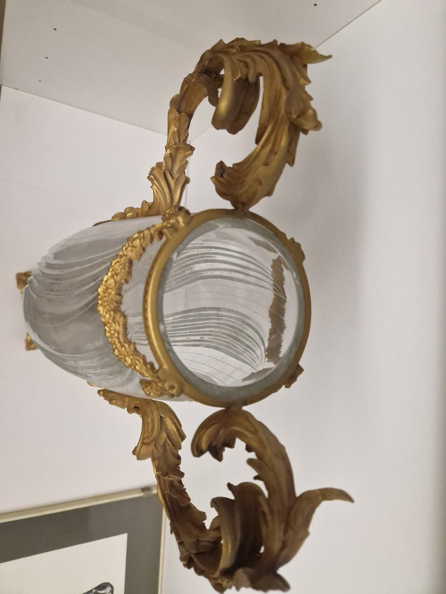 Cut Crystal And Gilt Bronze Centerpiece Vase, France, Early 19th Century-photo-5