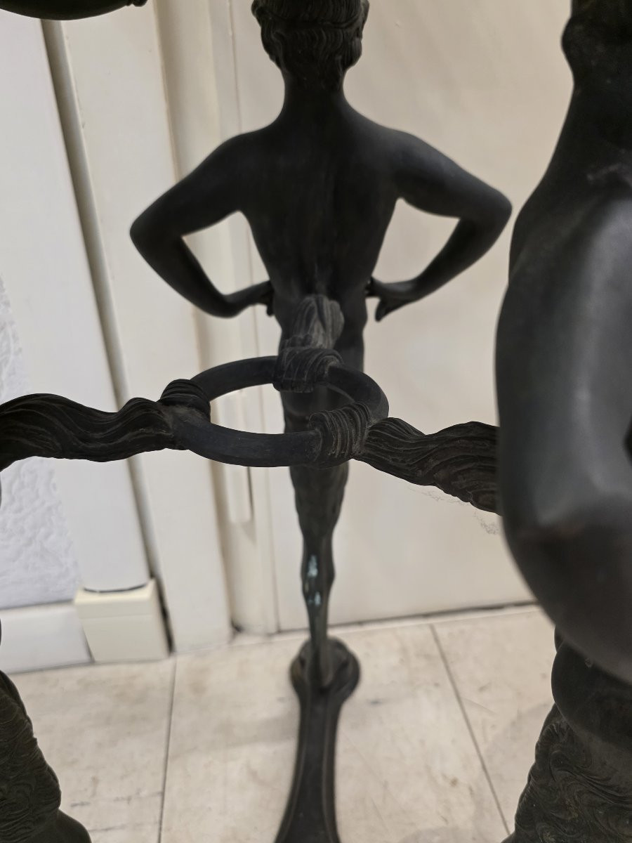 Tripod Braziers. Cast And Patinated Bronze. Italian Artistic Foundry Of The 19th-20th Century.-photo-1