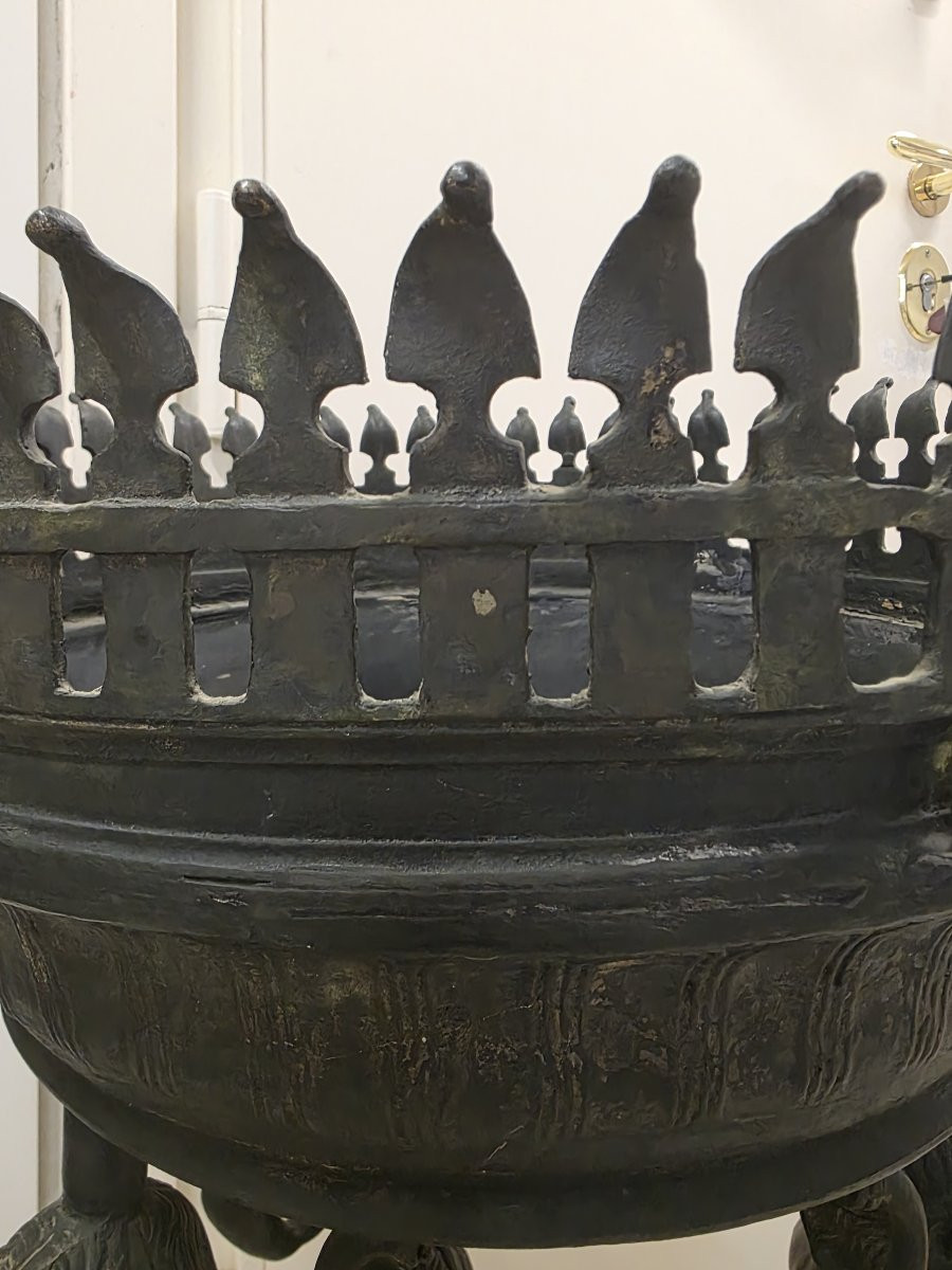 Tripod Braziers. Cast And Patinated Bronze. Italian Artistic Foundry Of The 19th-20th Century.-photo-3