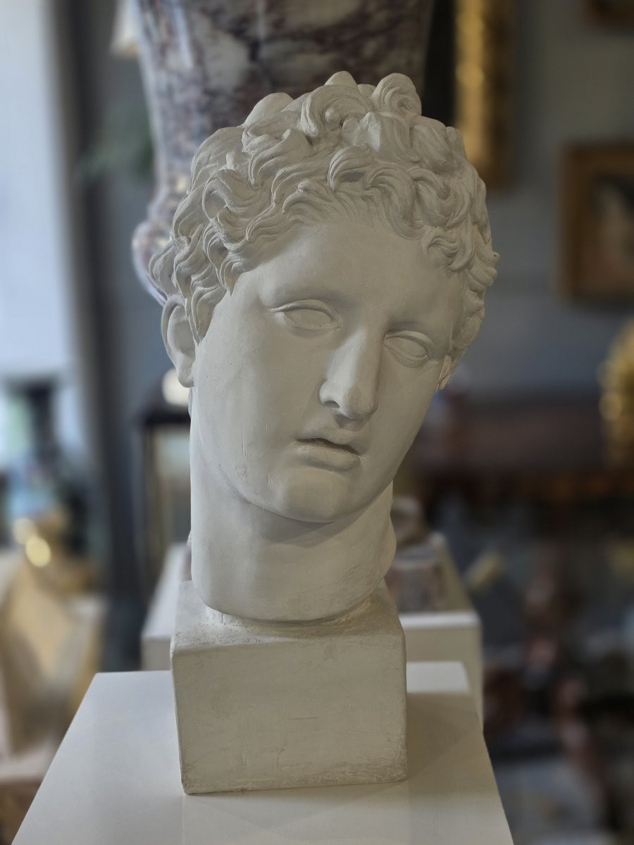 Plaster Head With Plaster Base. Italy 19th Century-photo-2
