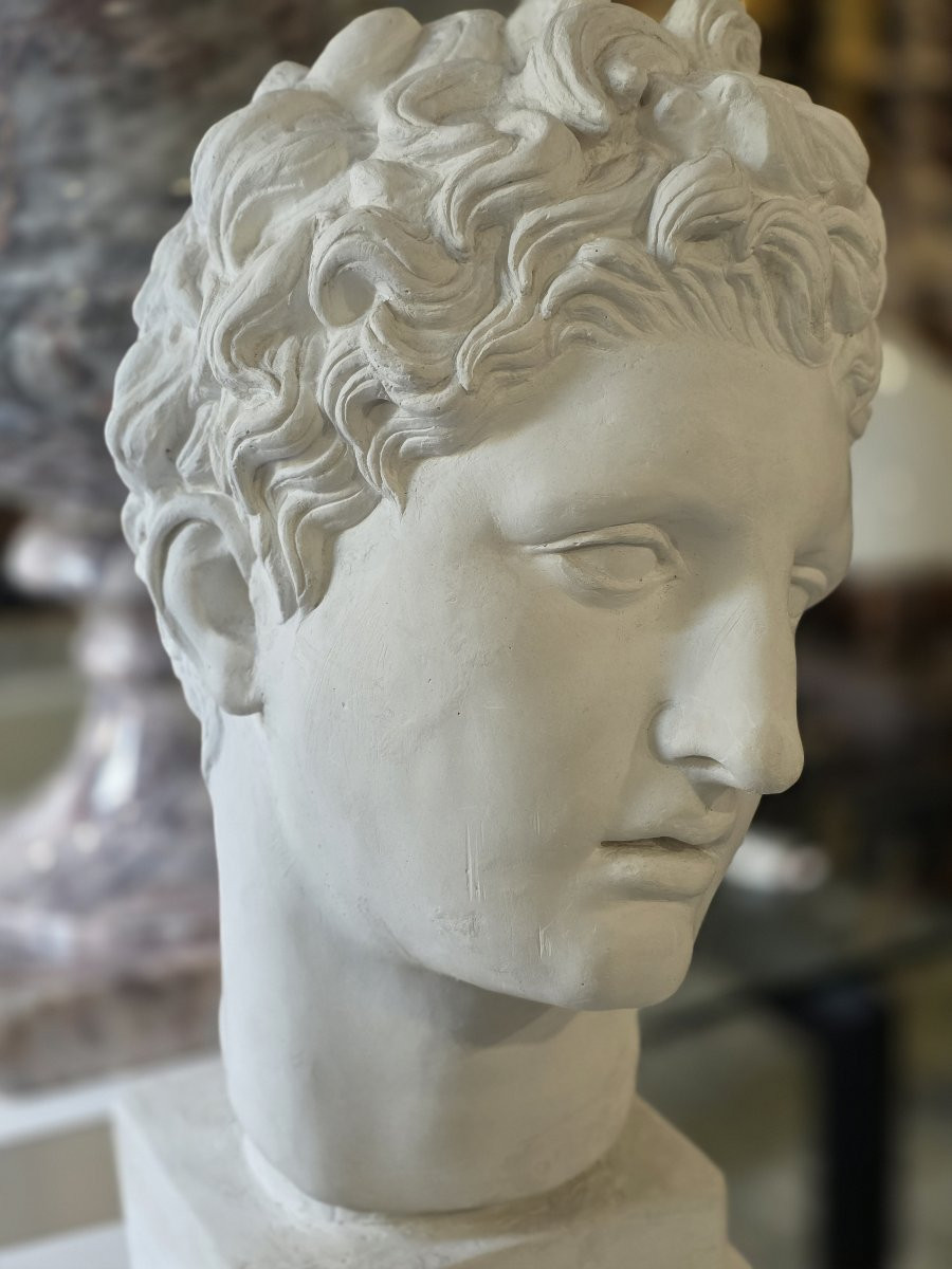 Plaster Head With Plaster Base. Italy 19th Century-photo-3