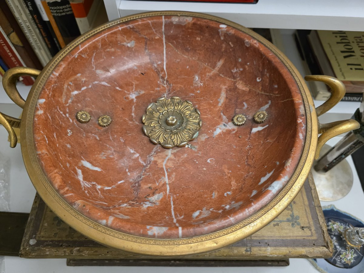  Socle en marbre rouge et bronze doré, France, XIXe siècle-photo-2
