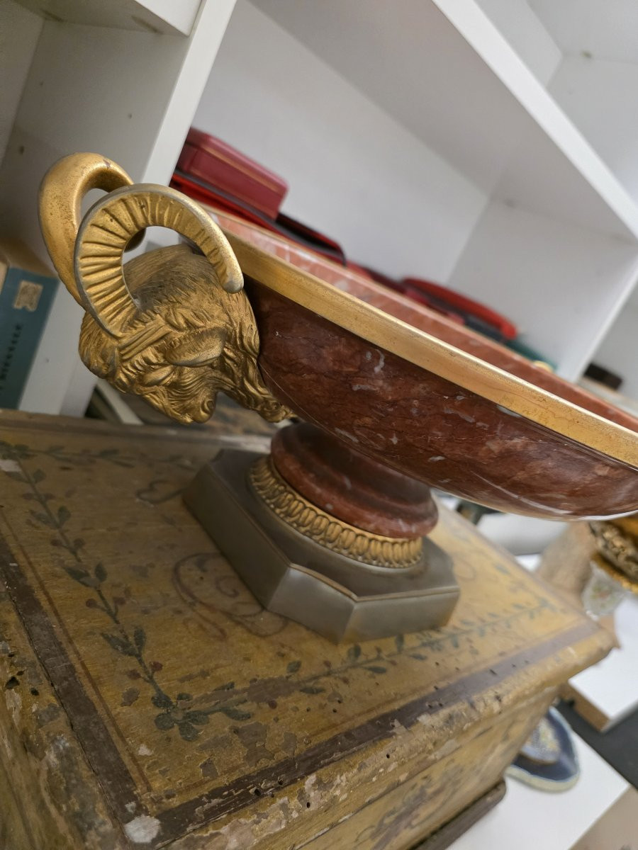 Socle en marbre rouge et bronze doré, France, XIXe siècle-photo-6