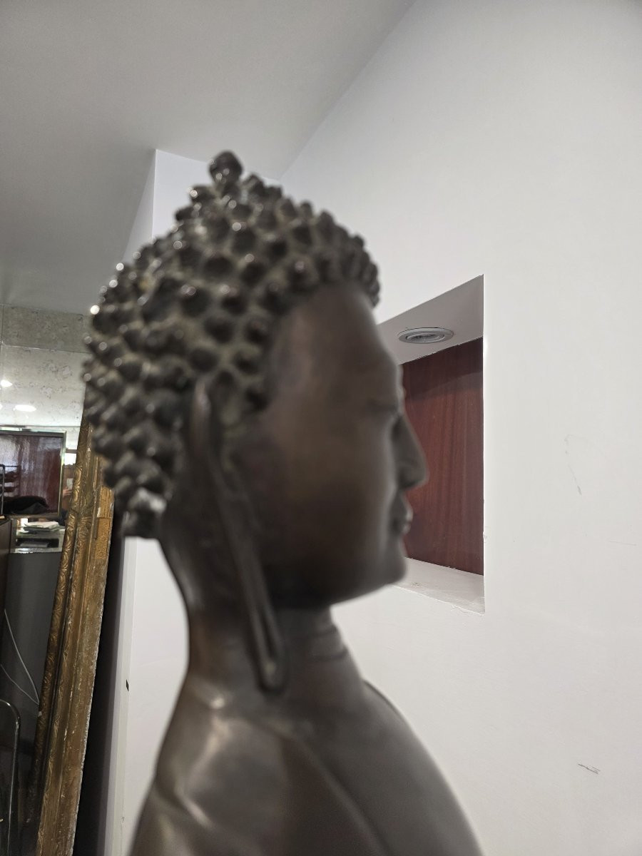 Large Bronze Buddha, China, 19th Century-photo-5