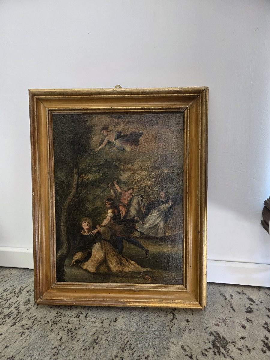 Oil On Canvas Sketch "the Martyrdom Of Saint Peter Of Verona," Late 17th Century-photo-3