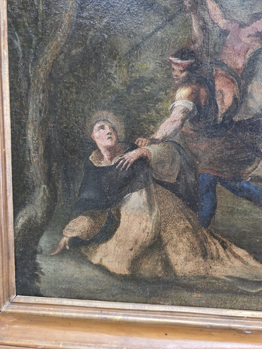 Oil On Canvas Sketch "the Martyrdom Of Saint Peter Of Verona," Late 17th Century-photo-4