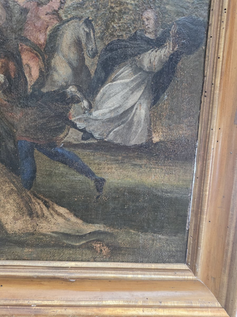 Oil On Canvas Sketch "the Martyrdom Of Saint Peter Of Verona," Late 17th Century-photo-3