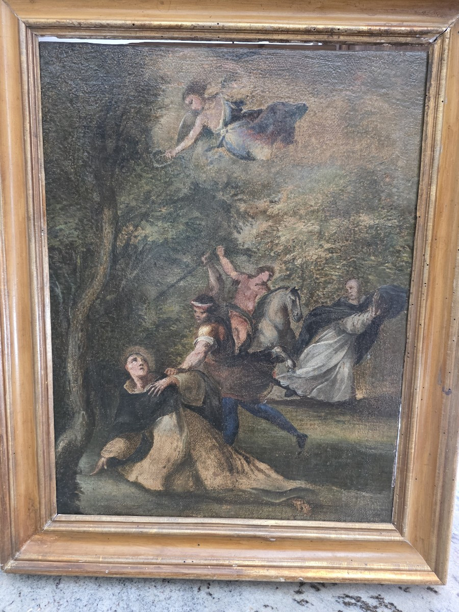 Oil On Canvas Sketch "the Martyrdom Of Saint Peter Of Verona," Late 17th Century