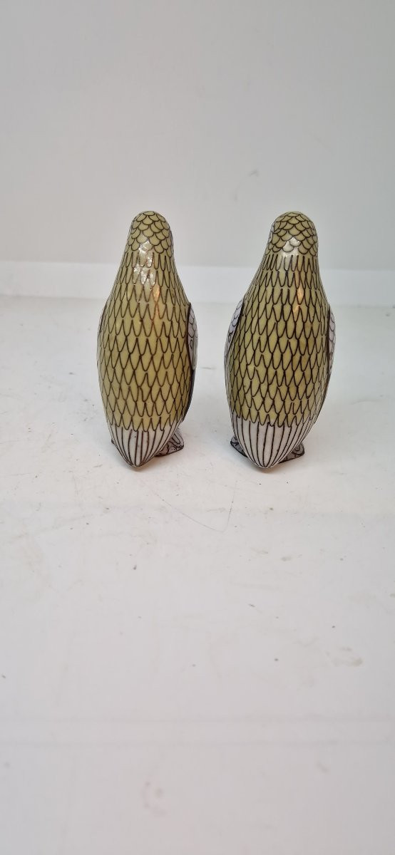 Pair Of Cloissone Enamel And Bronze Penguins. China, Early 20th Century-photo-1