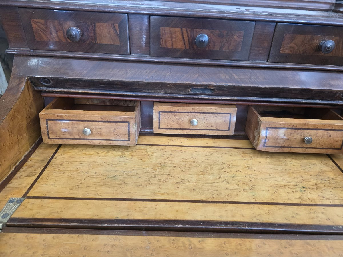 19th-century Louis XV-style Rosewood Inlaid Desk With Secret Compartment-photo-3
