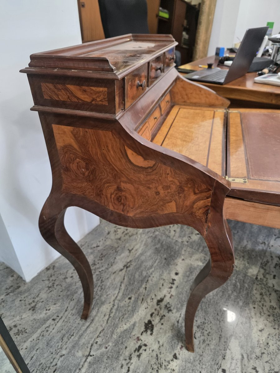 19th-century Louis XV-style Rosewood Inlaid Desk With Secret Compartment-photo-4