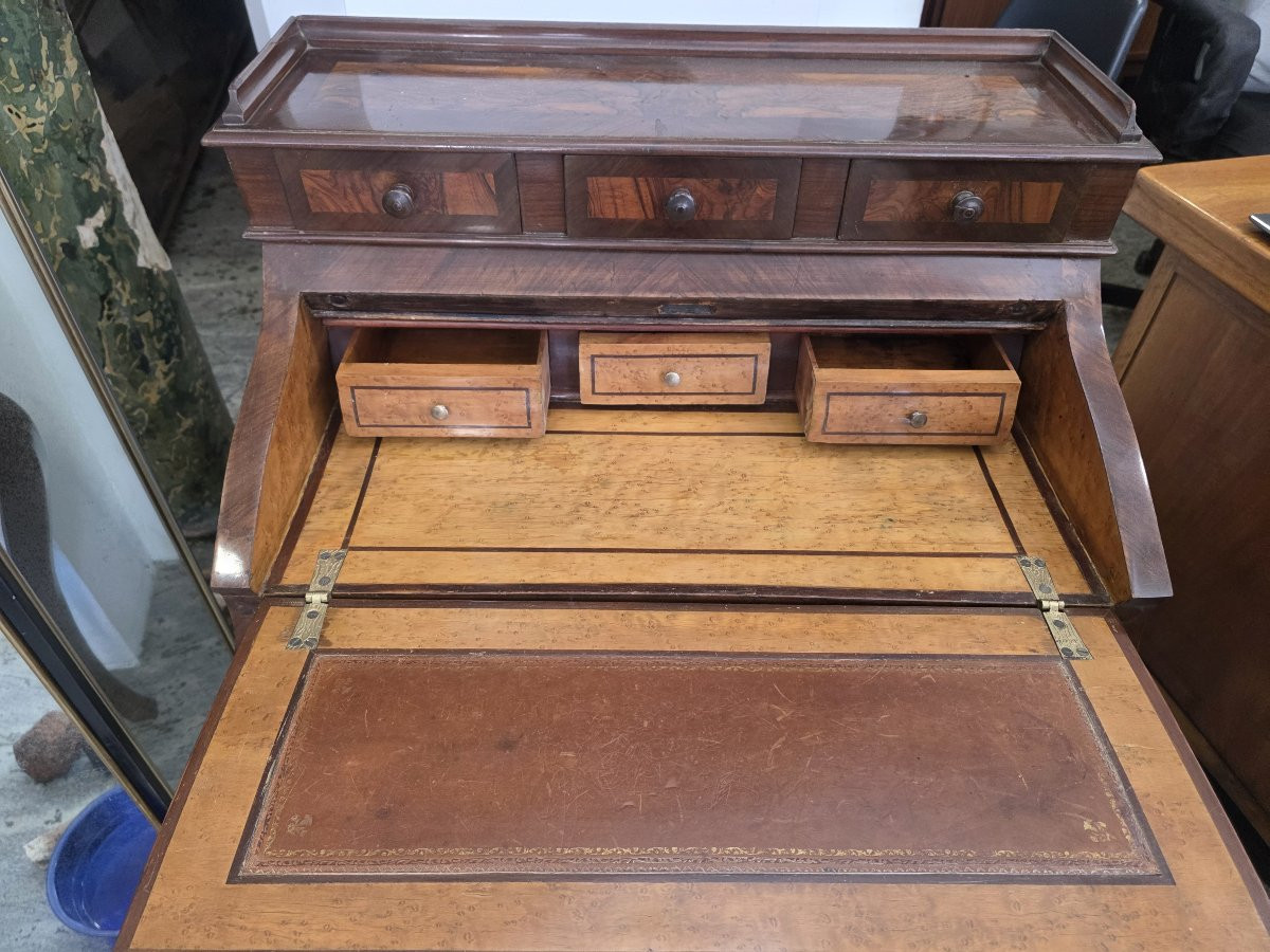 19th-century Louis XV-style Rosewood Inlaid Desk With Secret Compartment-photo-3