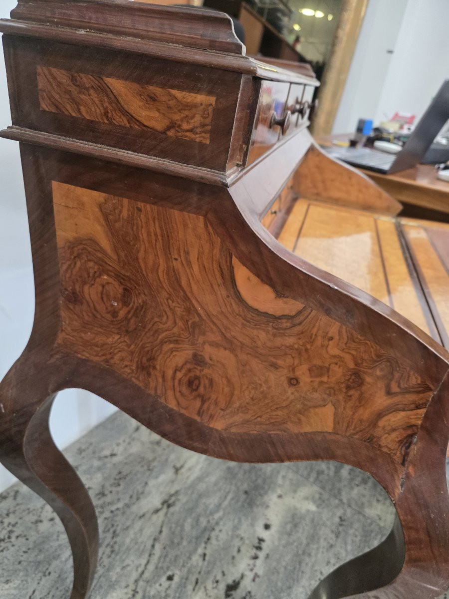 19th-century Louis XV-style Rosewood Inlaid Desk With Secret Compartment-photo-4