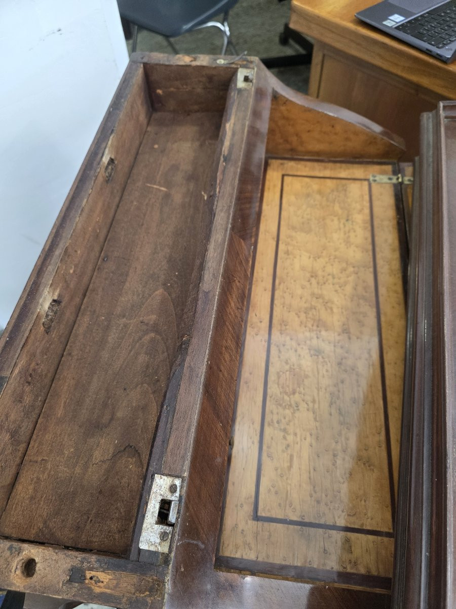 19th-century Louis XV-style Rosewood Inlaid Desk With Secret Compartment-photo-7