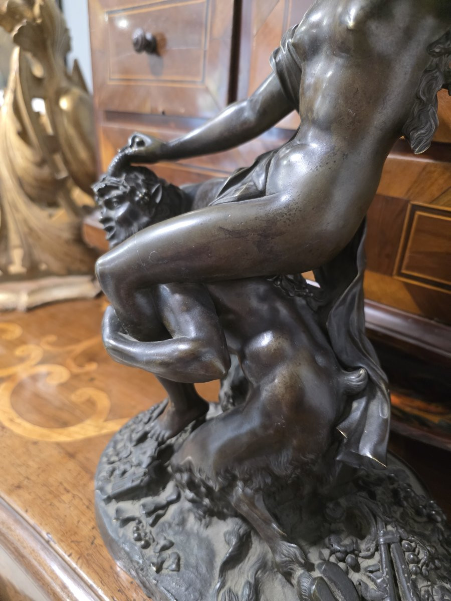 Bronze représentant une femme chevauchant un faune. Proche de Clodion. XIXe siècle-photo-2