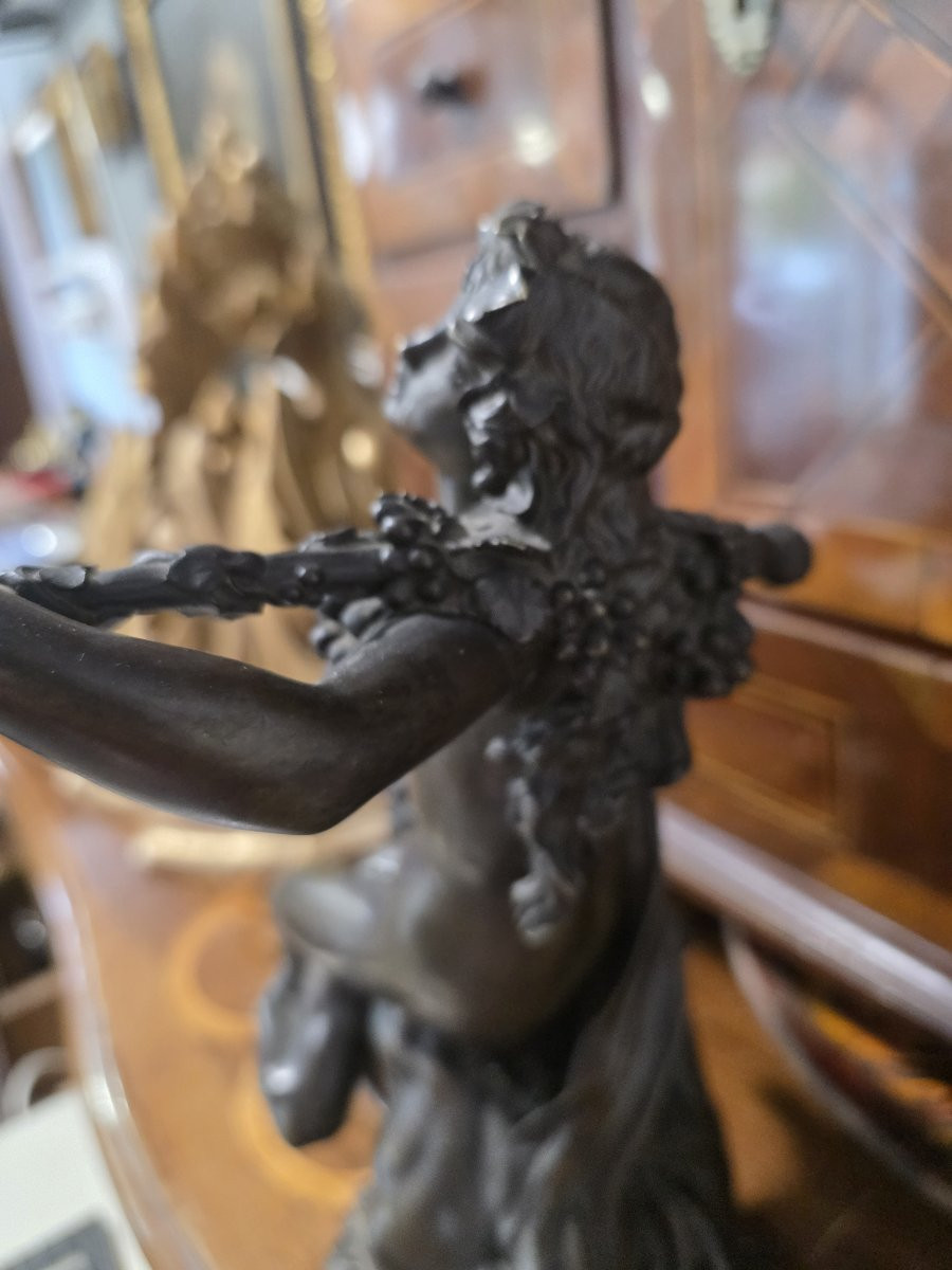 Bronze représentant une femme chevauchant un faune. Proche de Clodion. XIXe siècle-photo-3