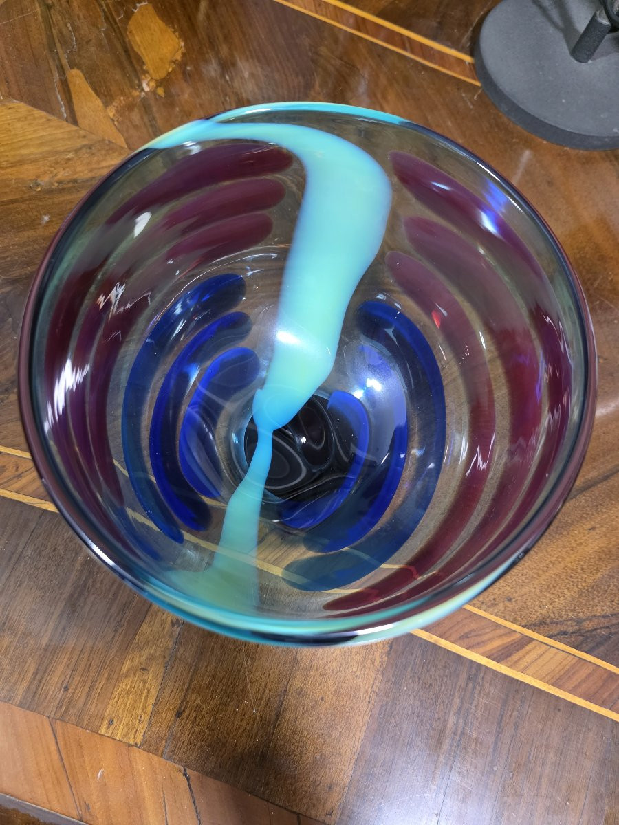 Coupe en verre de Murano par Berit Johansson, Salviati Murano (signée et datée 1991)-photo-1