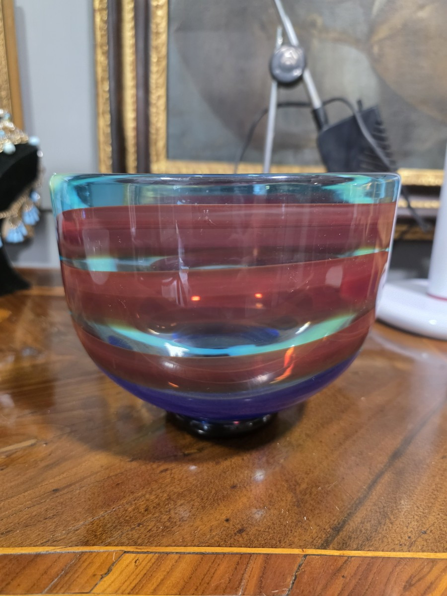 Coupe en verre de Murano par Berit Johansson, Salviati Murano (signée et datée 1991)