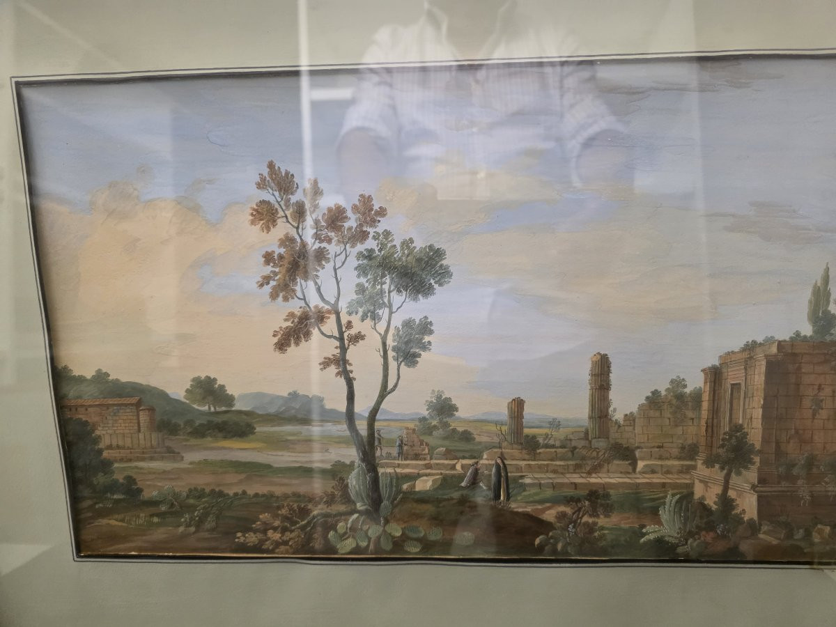 Tempera et gouache, époque du Grand Tour (début du XIXe siècle). Sicile-photo-2