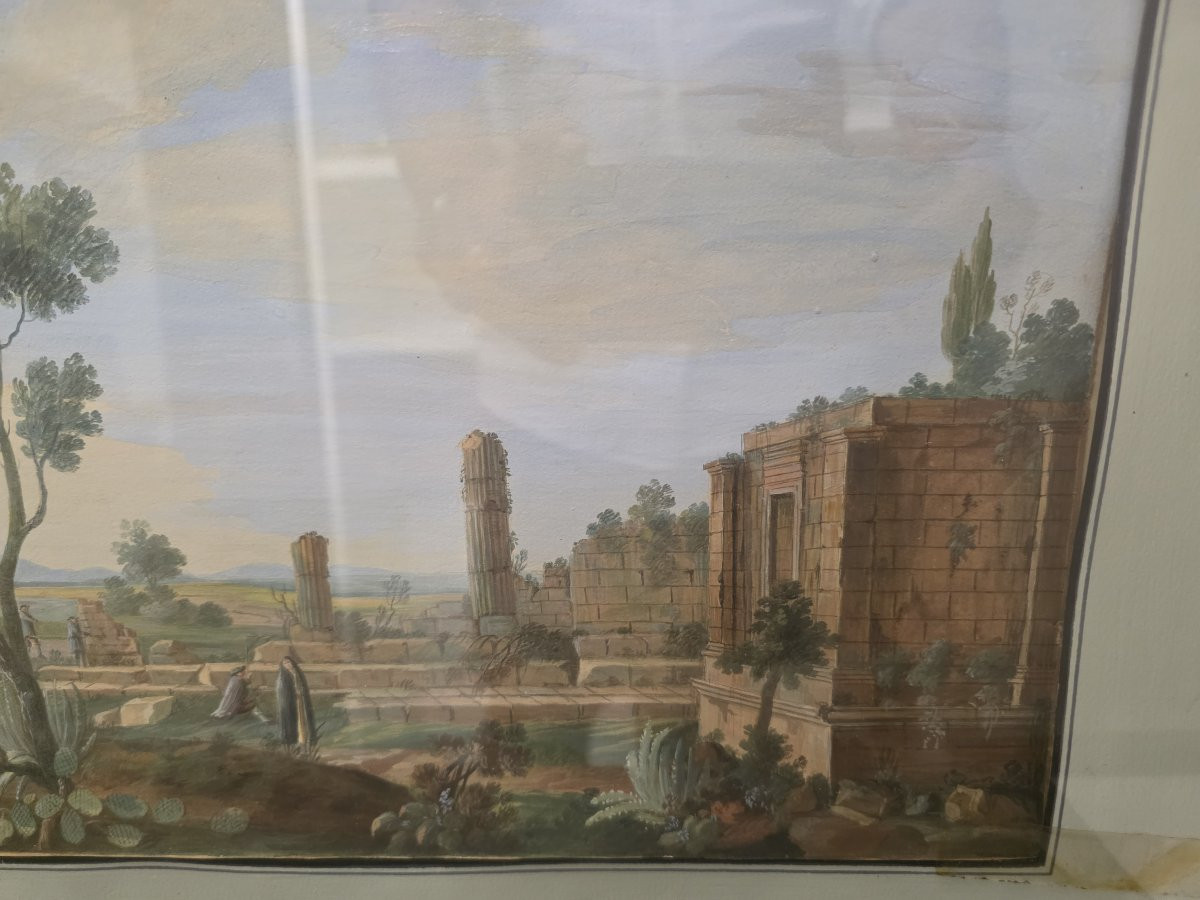 Tempera et gouache, époque du Grand Tour (début du XIXe siècle). Sicile-photo-1