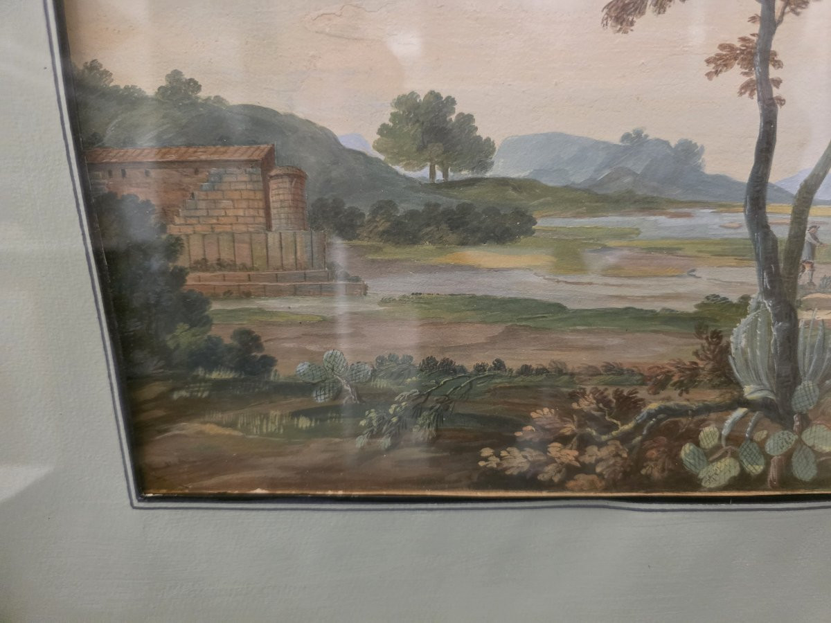 Tempera et gouache, époque du Grand Tour (début du XIXe siècle). Sicile-photo-4