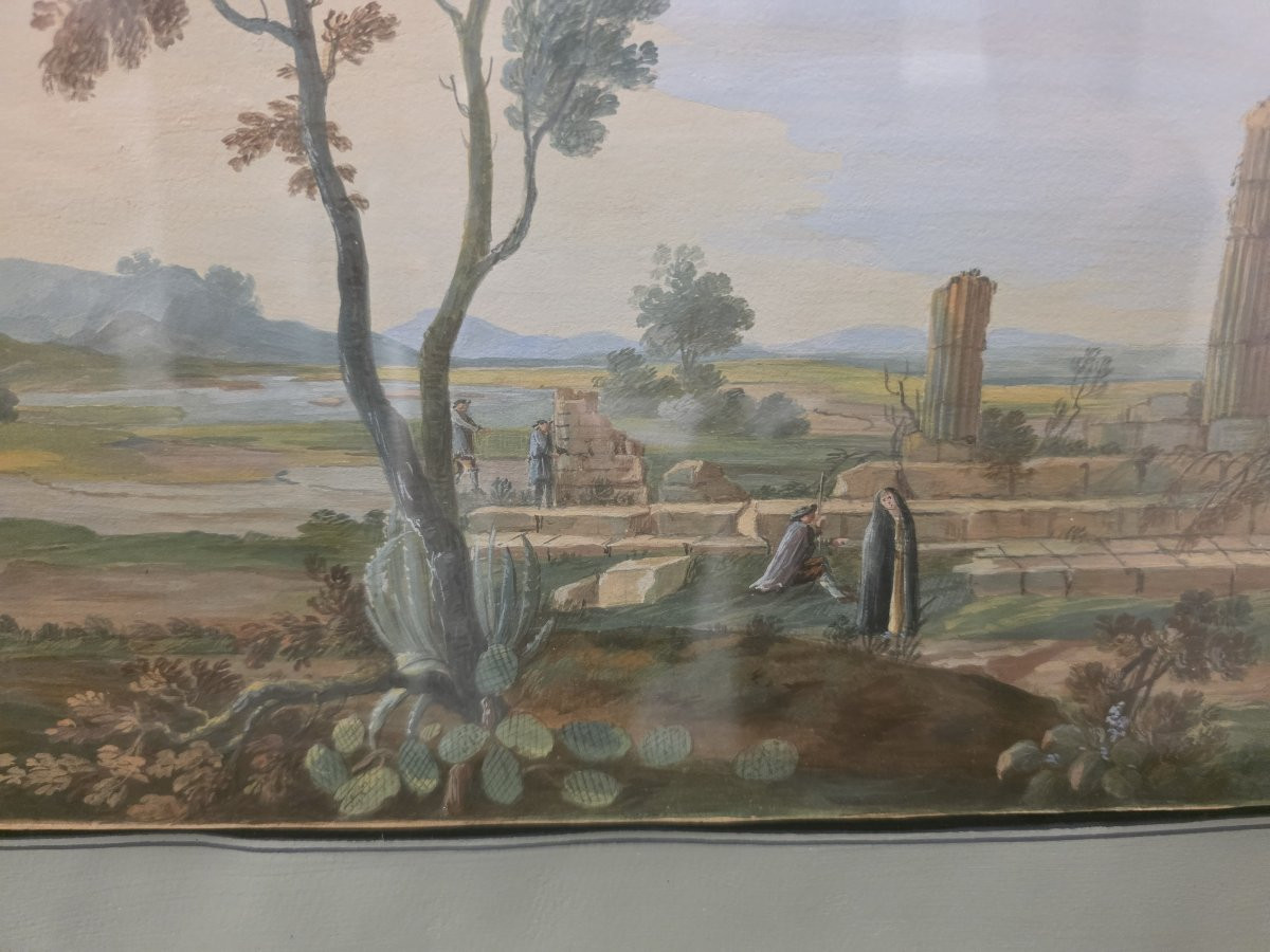 Tempera et gouache, époque du Grand Tour (début du XIXe siècle). Sicile-photo-5