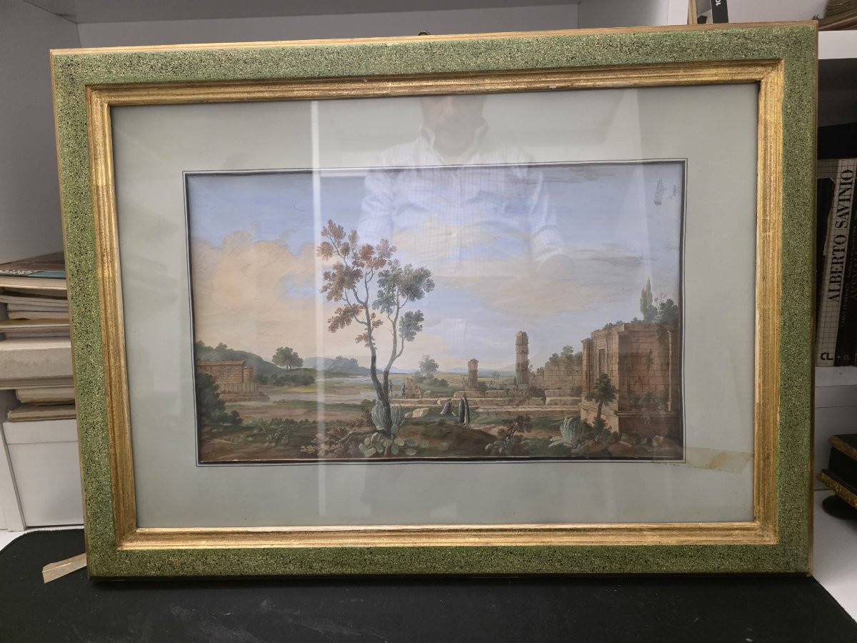 Tempera et gouache, époque du Grand Tour (début du XIXe siècle). Sicile-photo-6
