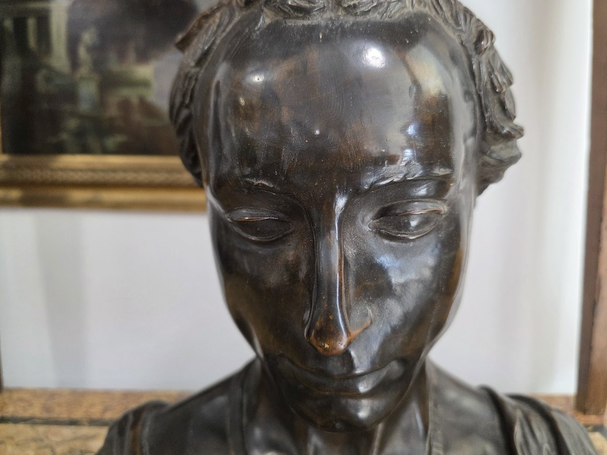  Portrait en buste d'un jeune homme d'après le bronze de Donatello. Fin du XIXe siècle-photo-3