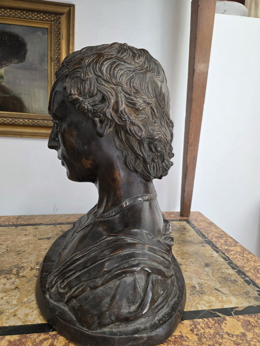  Portrait en buste d'un jeune homme d'après le bronze de Donatello. Fin du XIXe siècle-photo-3