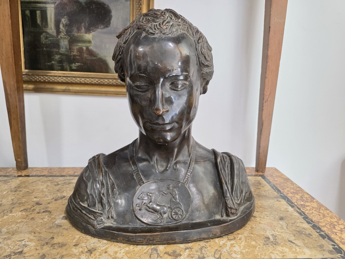  Portrait en buste d'un jeune homme d'après le bronze de Donatello. Fin du XIXe siècle
