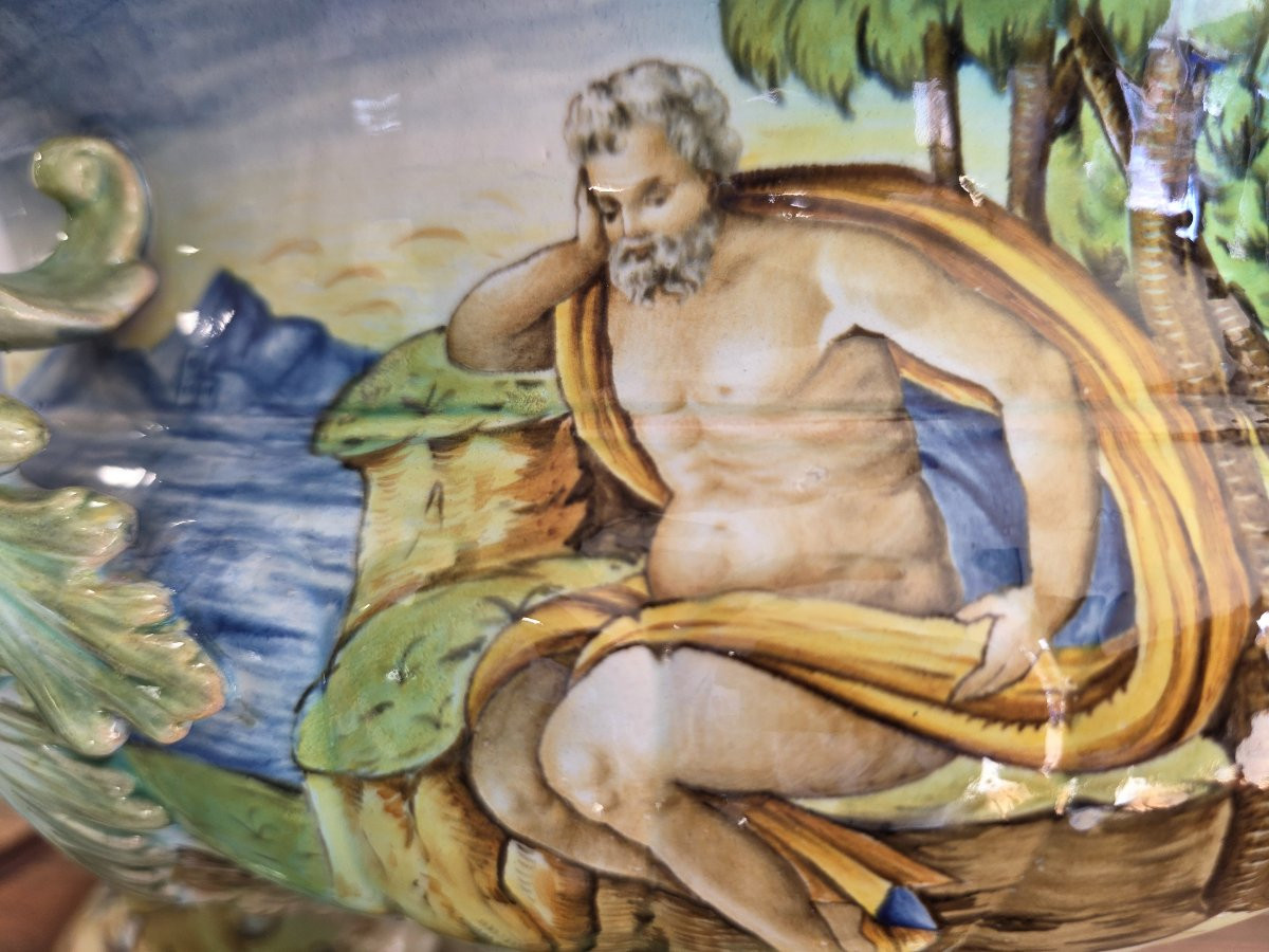 Ginori Historiato Majolica Centerpiece, Late 19th Century-photo-3