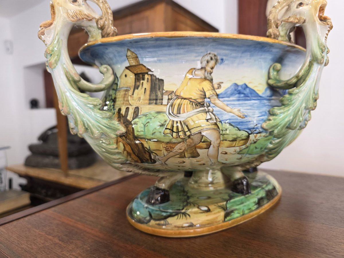 Ginori Historiato Majolica Centerpiece, Late 19th Century-photo-4