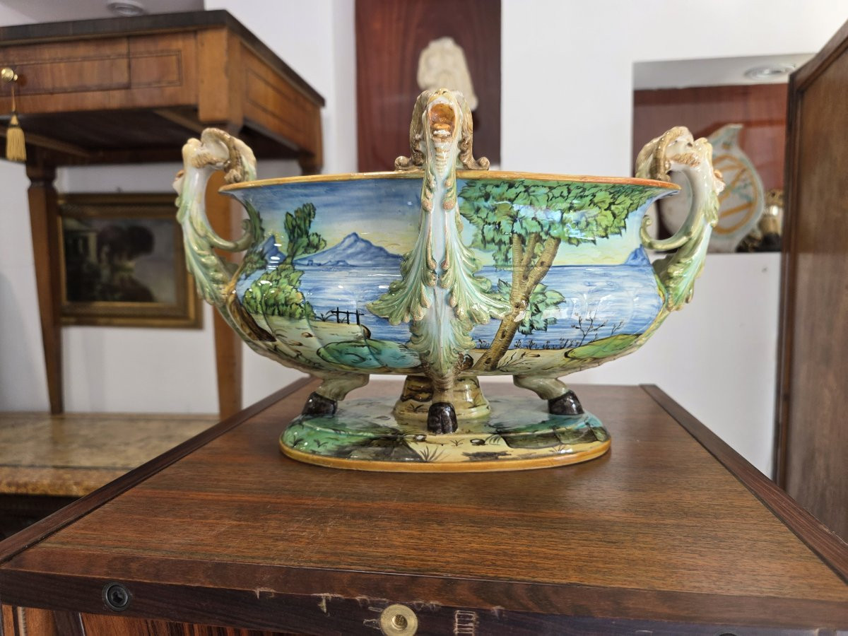 Ginori Historiato Majolica Centerpiece, Late 19th Century-photo-2
