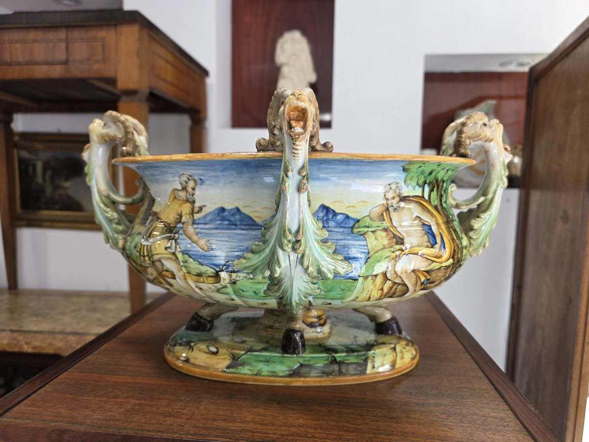 Ginori Historiato Majolica Centerpiece, Late 19th Century