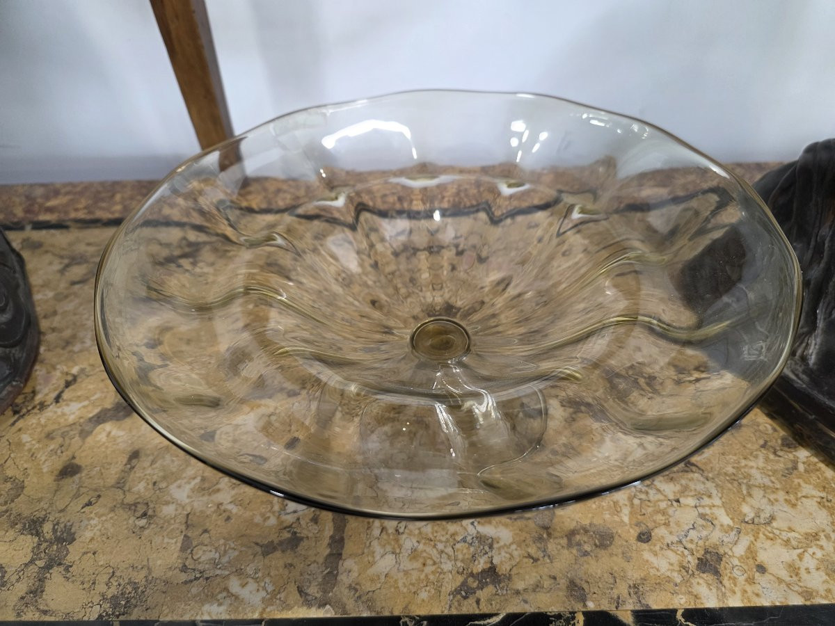 Vittorio Zecchin- M.v.m. Cake Stand Murano, Circa 1930 Blown Glass-photo-3