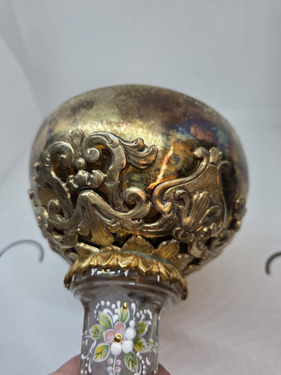 Painted Crystal Chalice And Gilded Silver Cup, Italy, 20th Century-photo-5