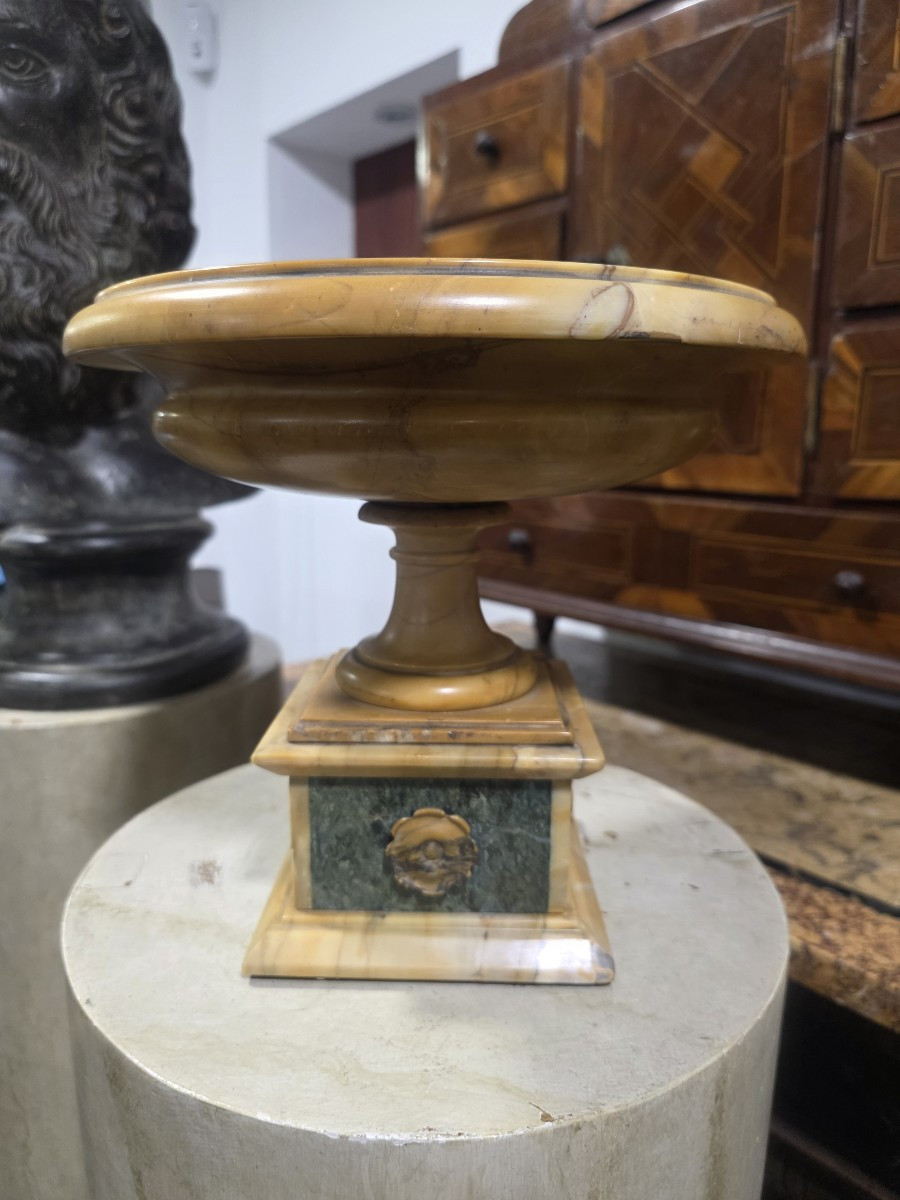 Grand Tour Cup In Giallo Antico Marble And Green Alpine Marble, 19th Century Italy