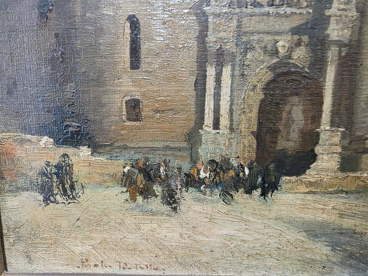 Paolo Pratella  (Naples, 1892-1980)  Le Maschio Angioino, huile sur toile-photo-1