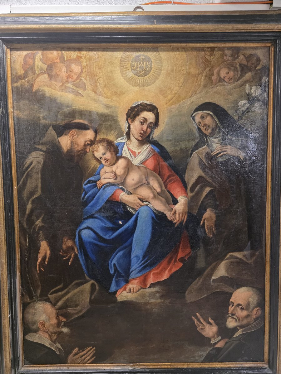 Grande huile sur toile du XVIIe siècle, œuvre d'un artiste ombrien.-photo-2